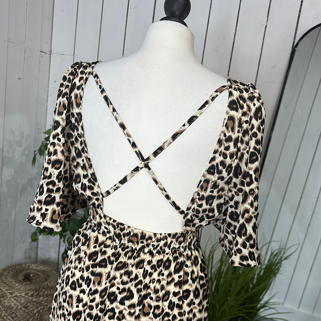 Cross Back Leopard Dress