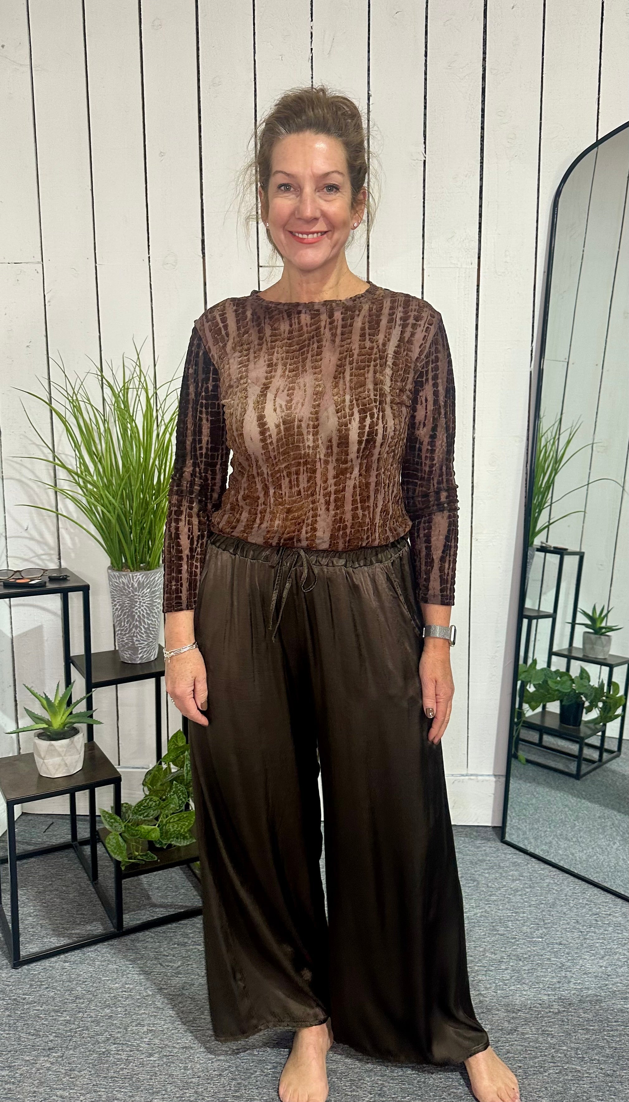 Wide Leg Satin Trousers