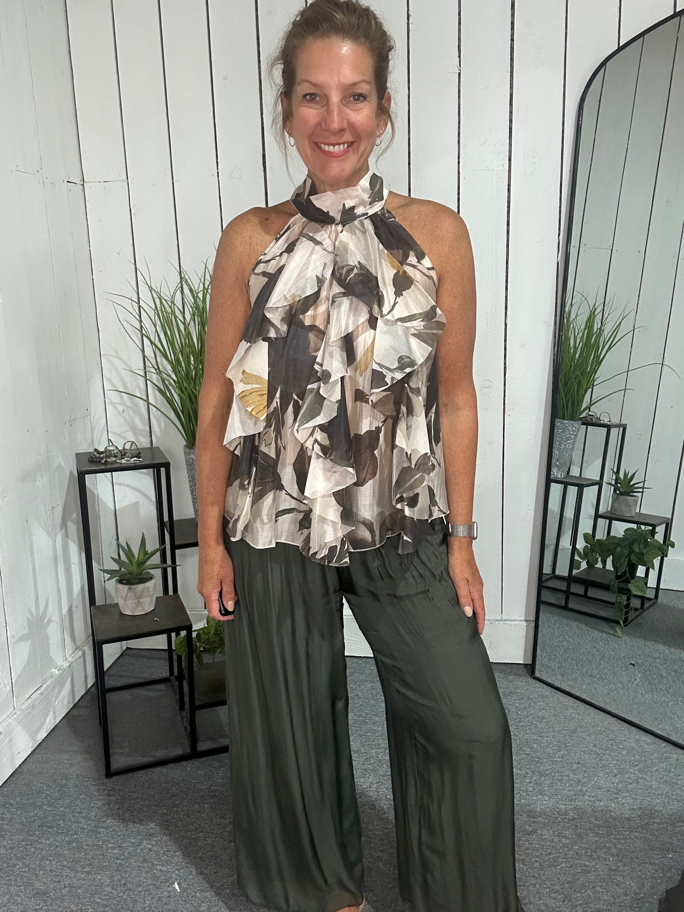 Print Bow Back Blouse