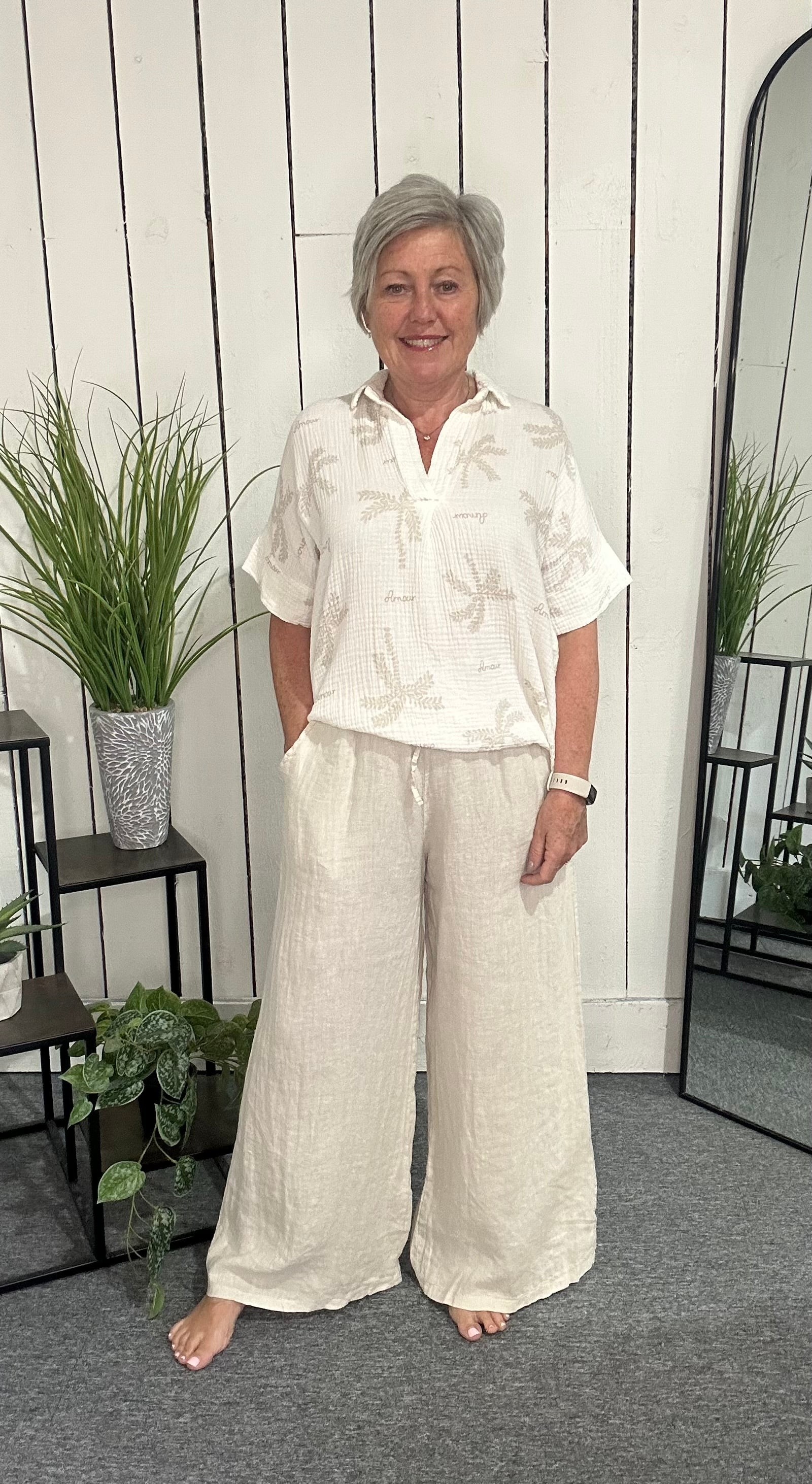 Wide Leg Linen Trousers