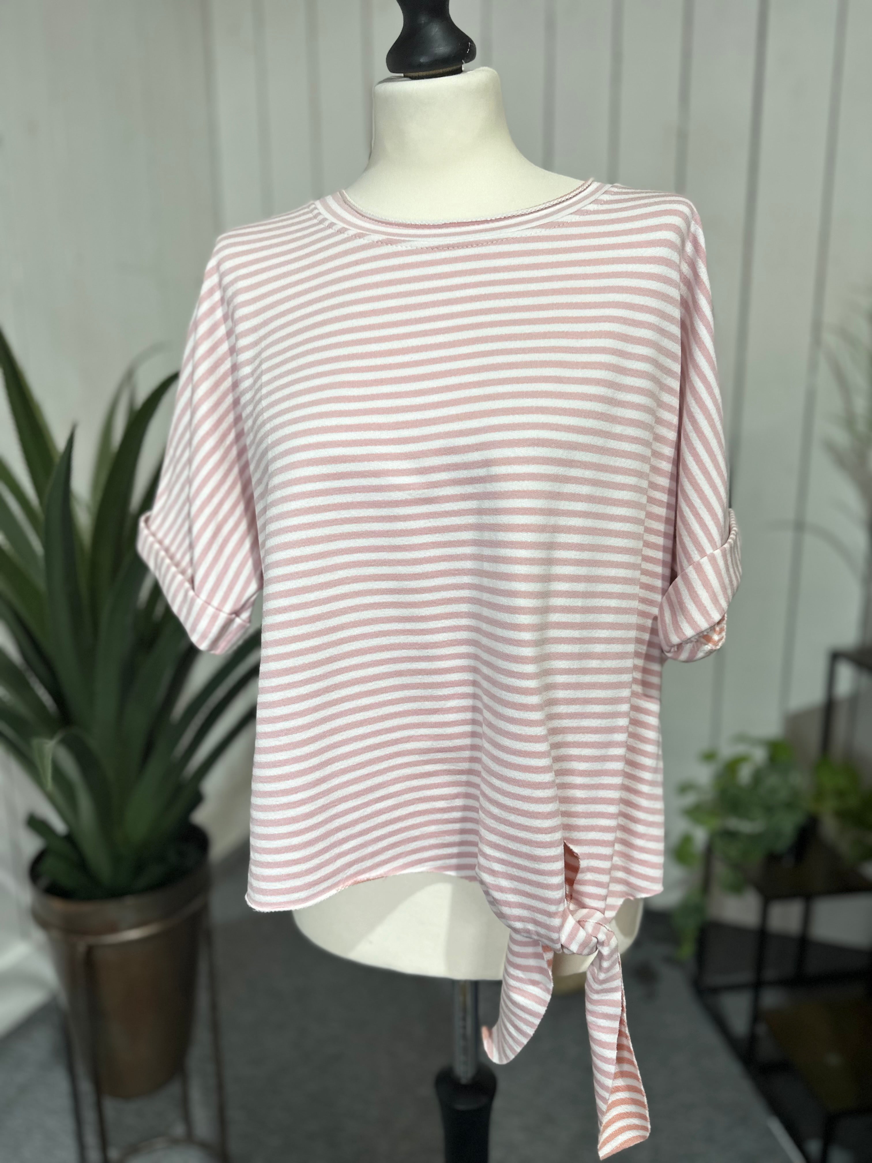 Striped Tie Side T Shirt