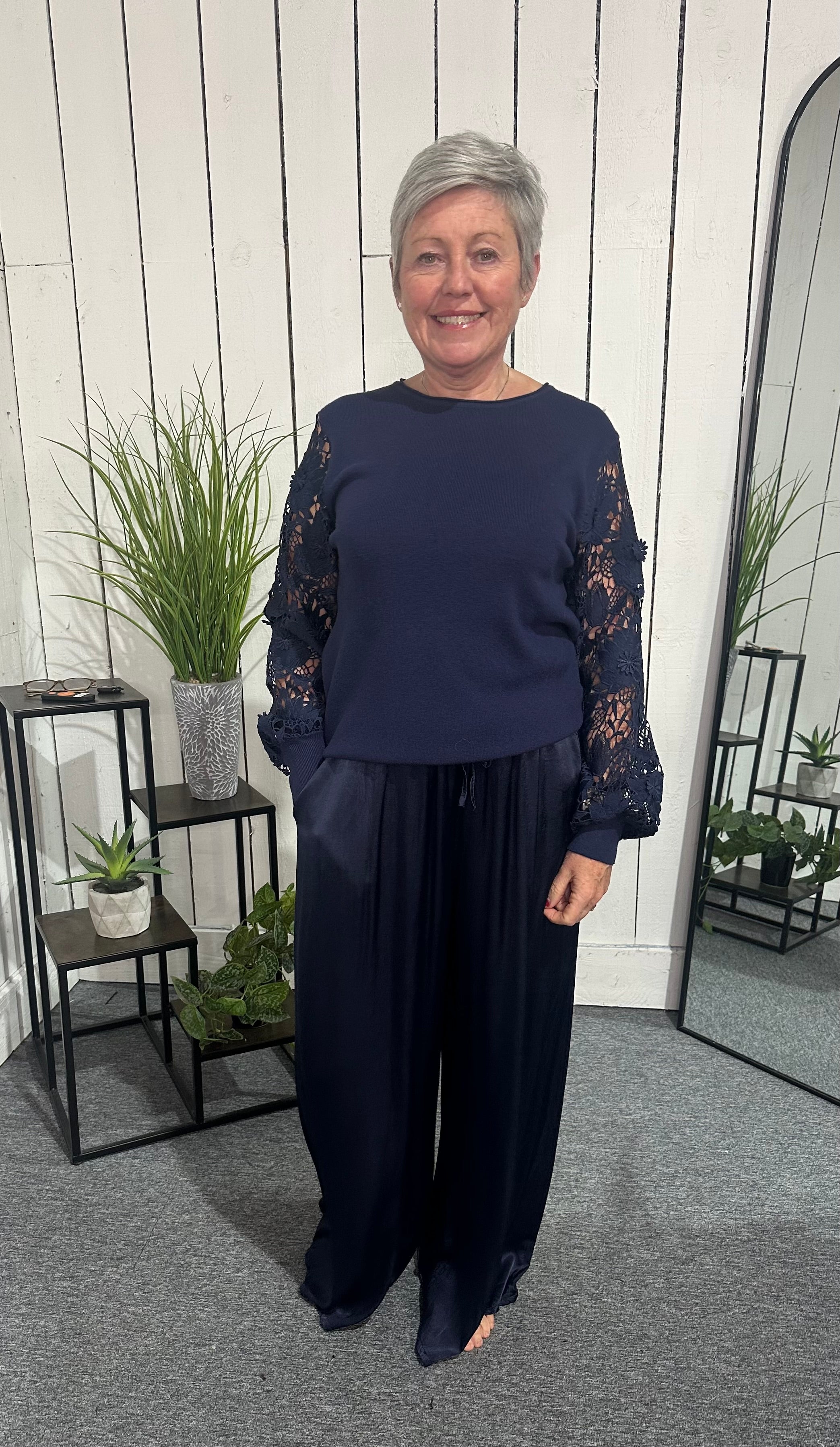 Wide Leg Satin Trousers