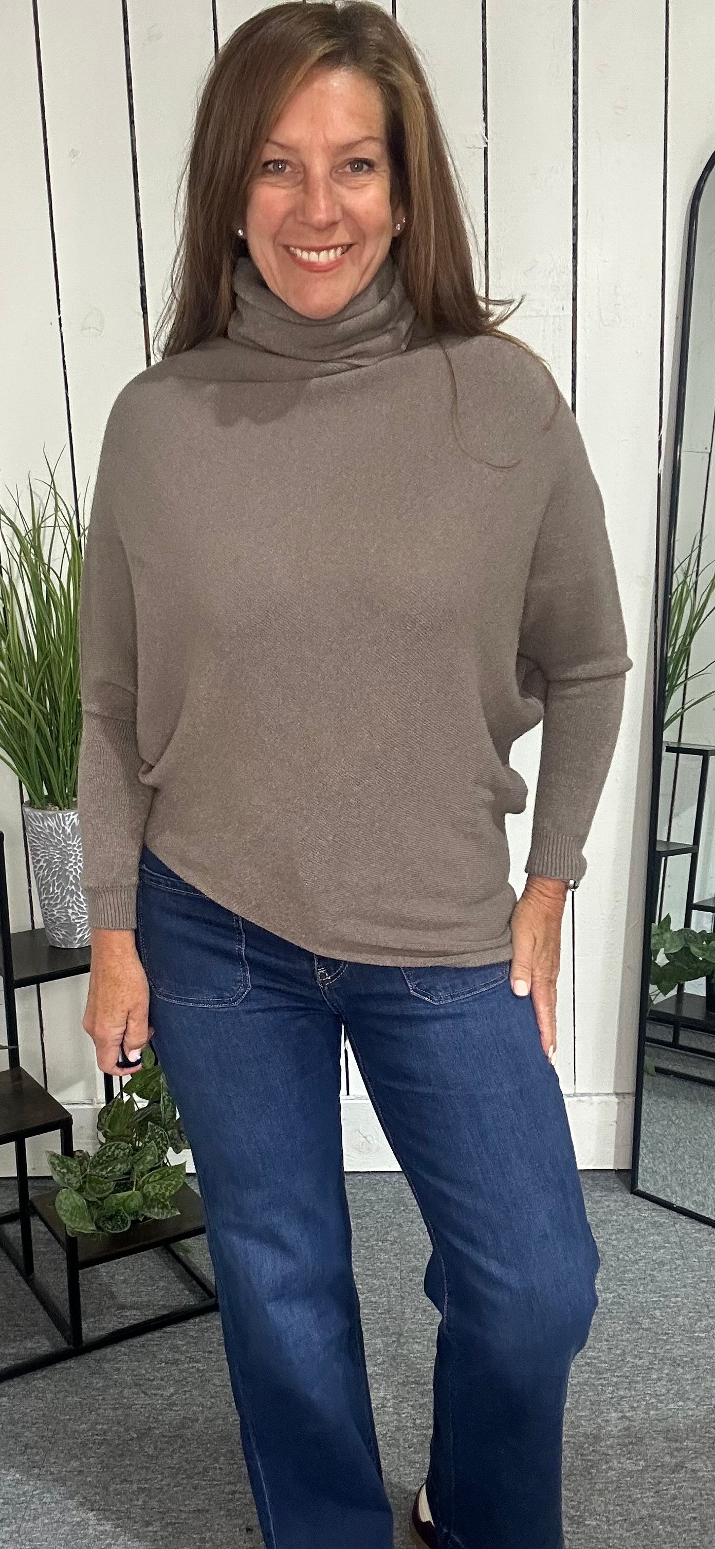Erika Asymmetric High Neck Jumper