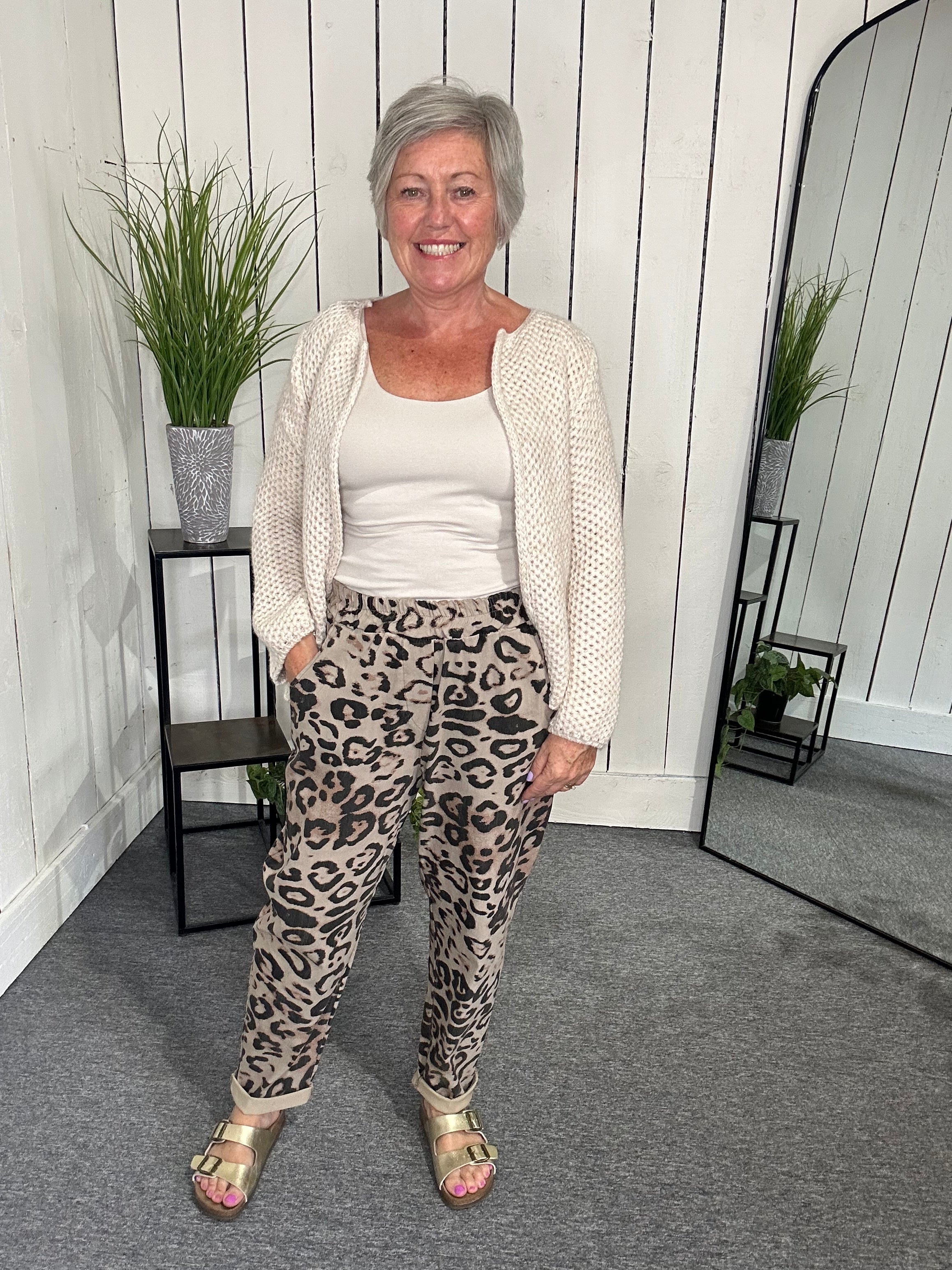 Stretch Leopard Trousers