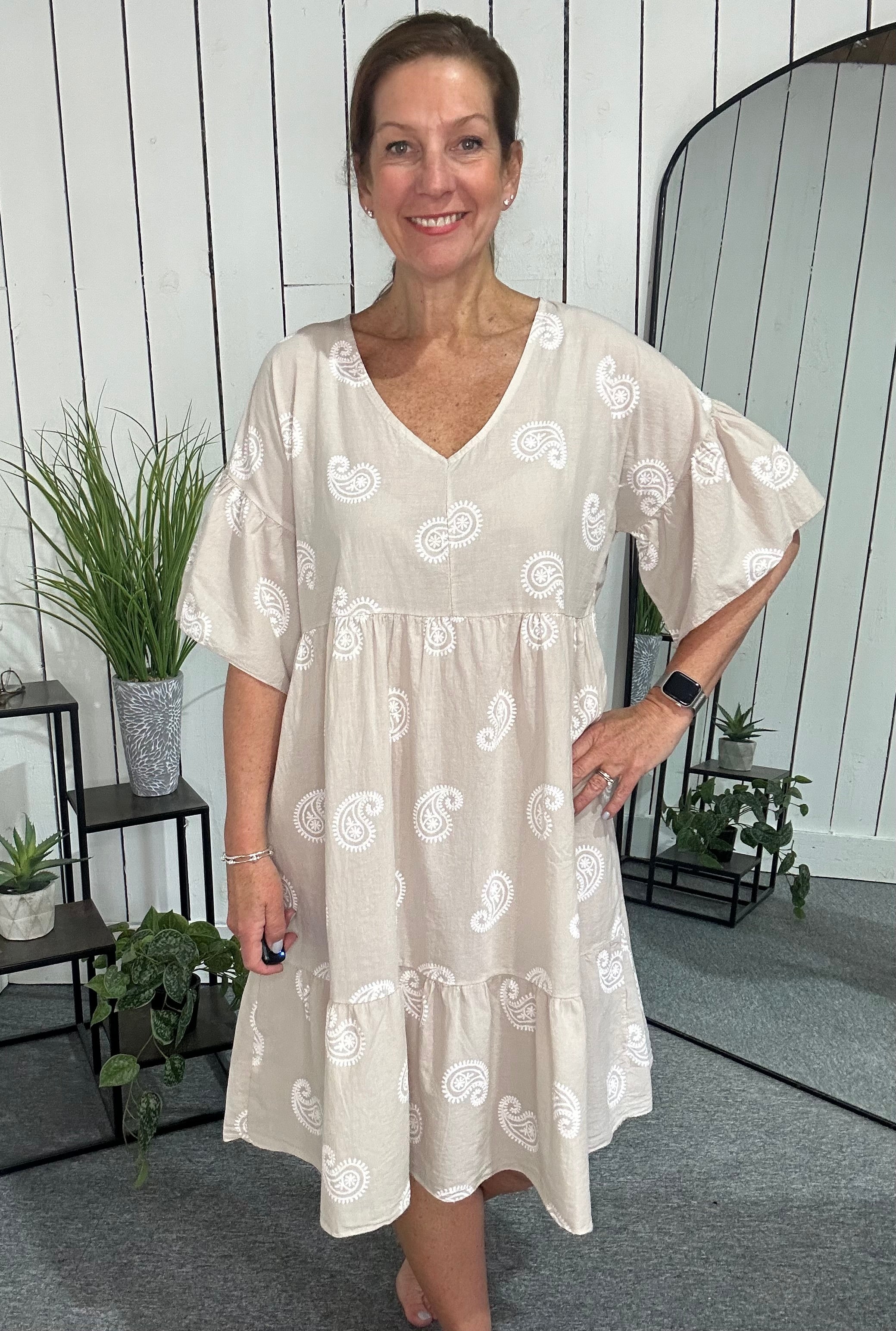 Sat Saver 3/5 Paisley Print Dress