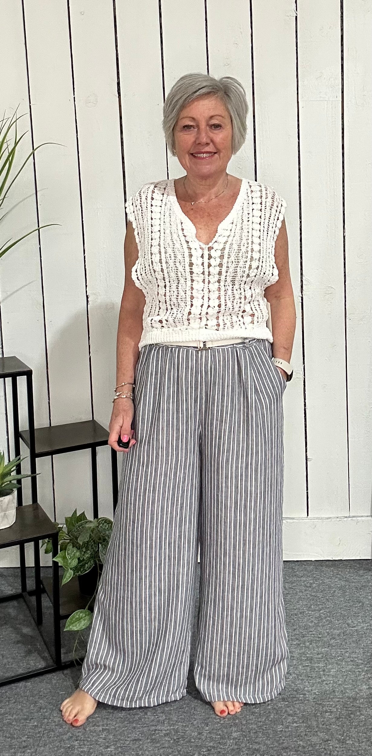 Stripe Wide Leg Trousers