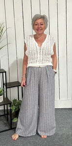 Stripe Wide Leg Trousers