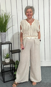 Stripe Wide Leg Trousers