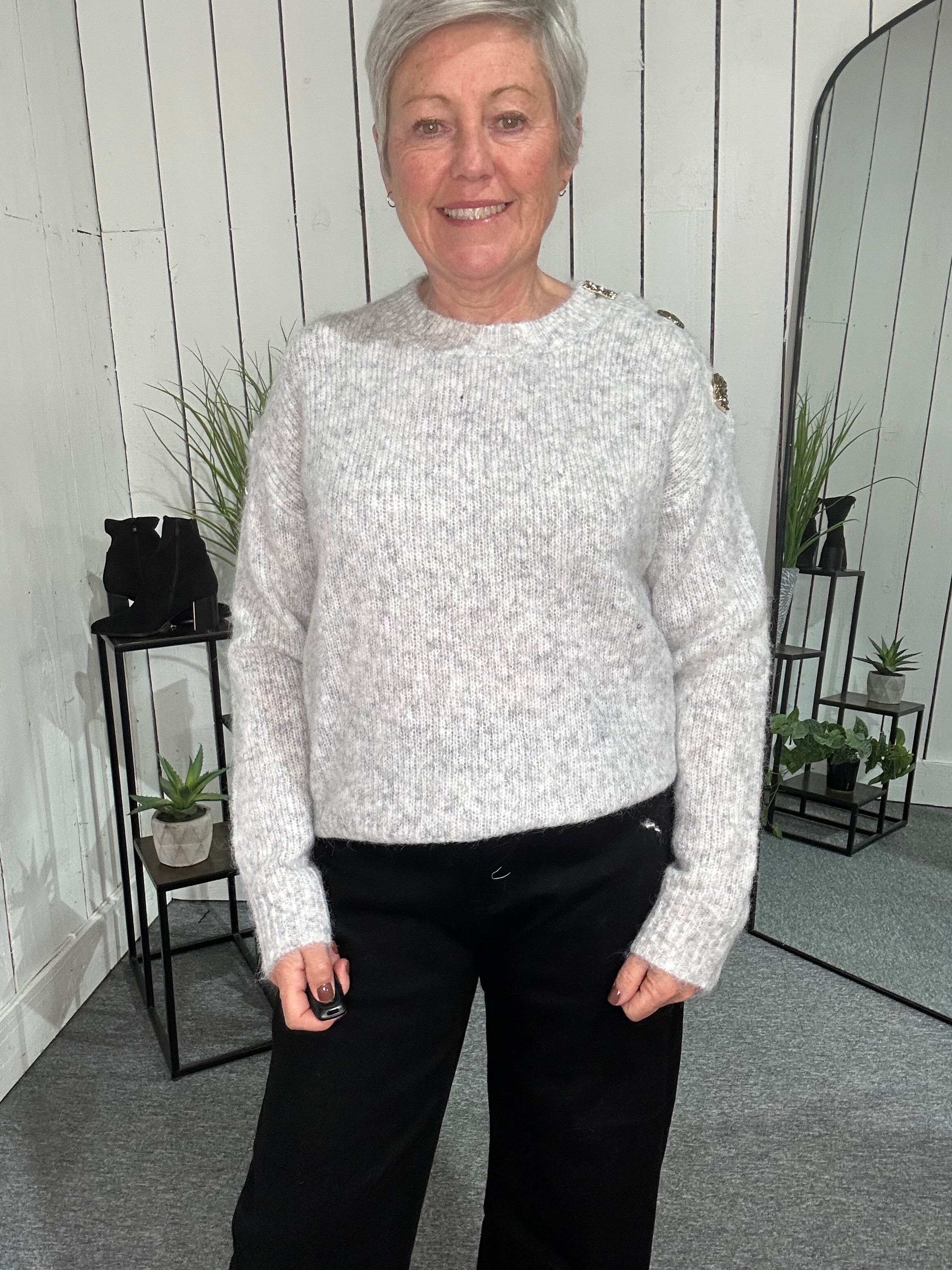 Button Shoulder Jumper