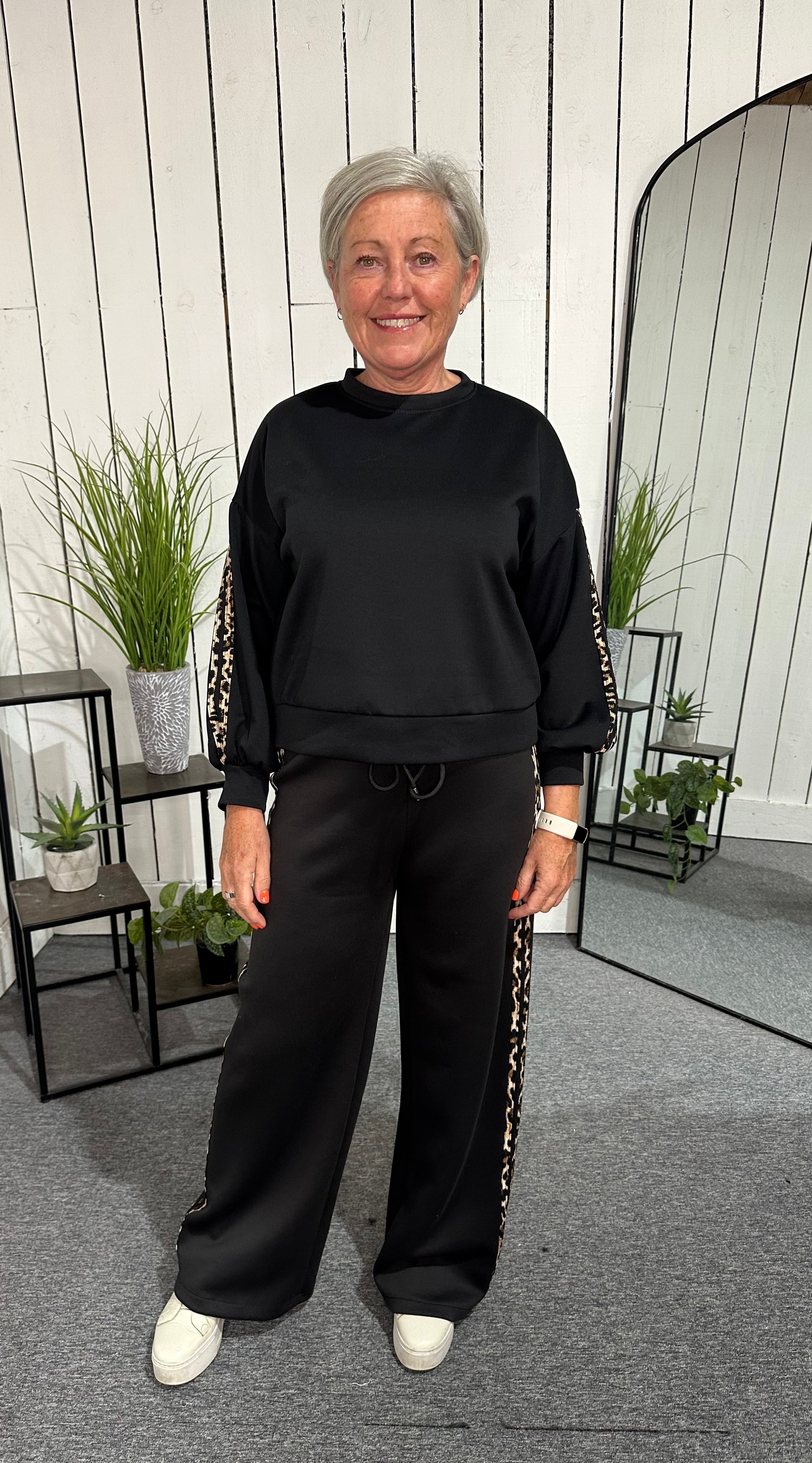 Leopard Trim Lounge Suit