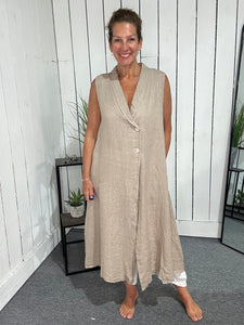 Longline Linen Waistcoat
