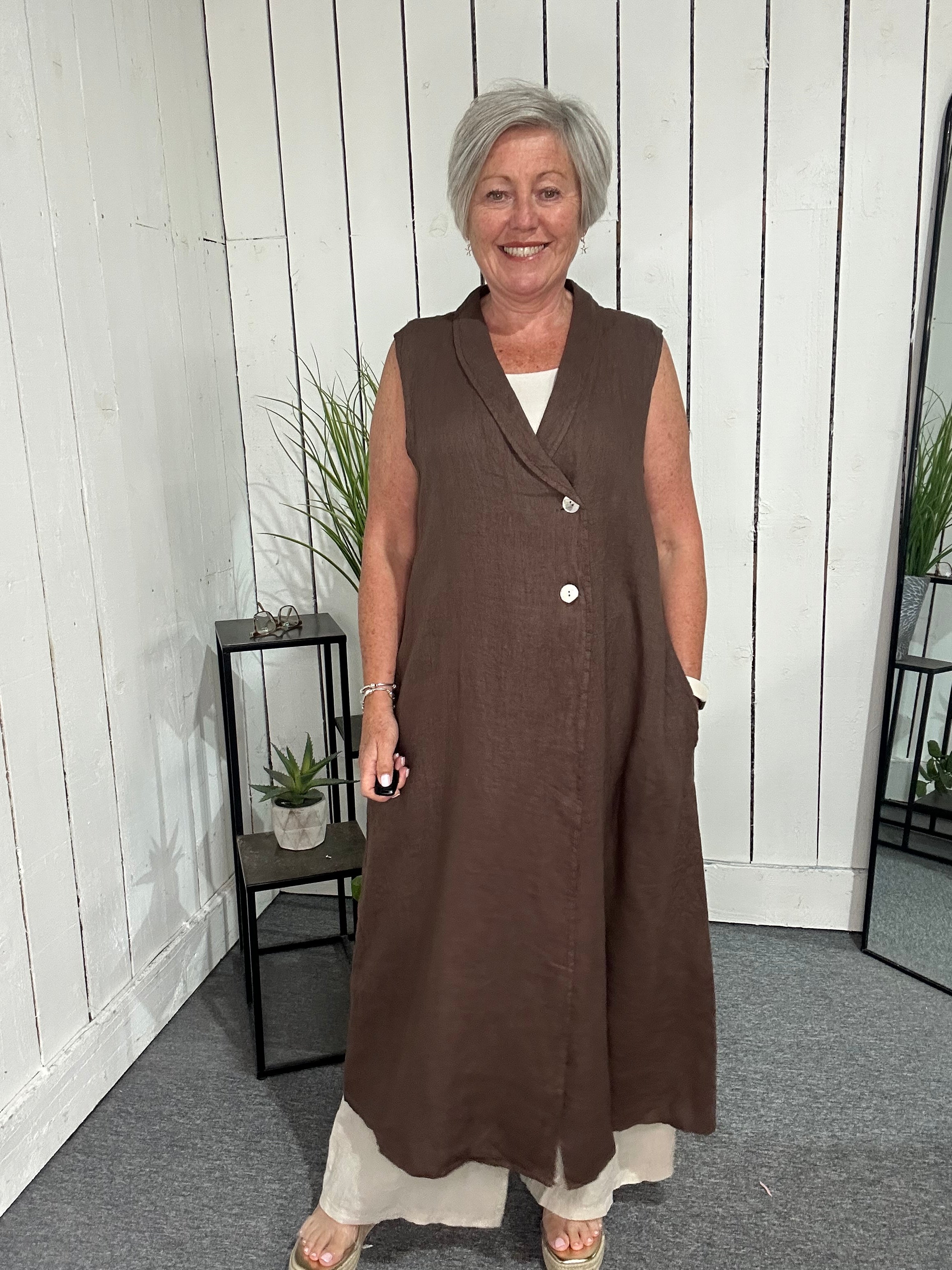 Longline Linen Waistcoat