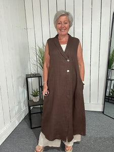 Longline Linen Waistcoat