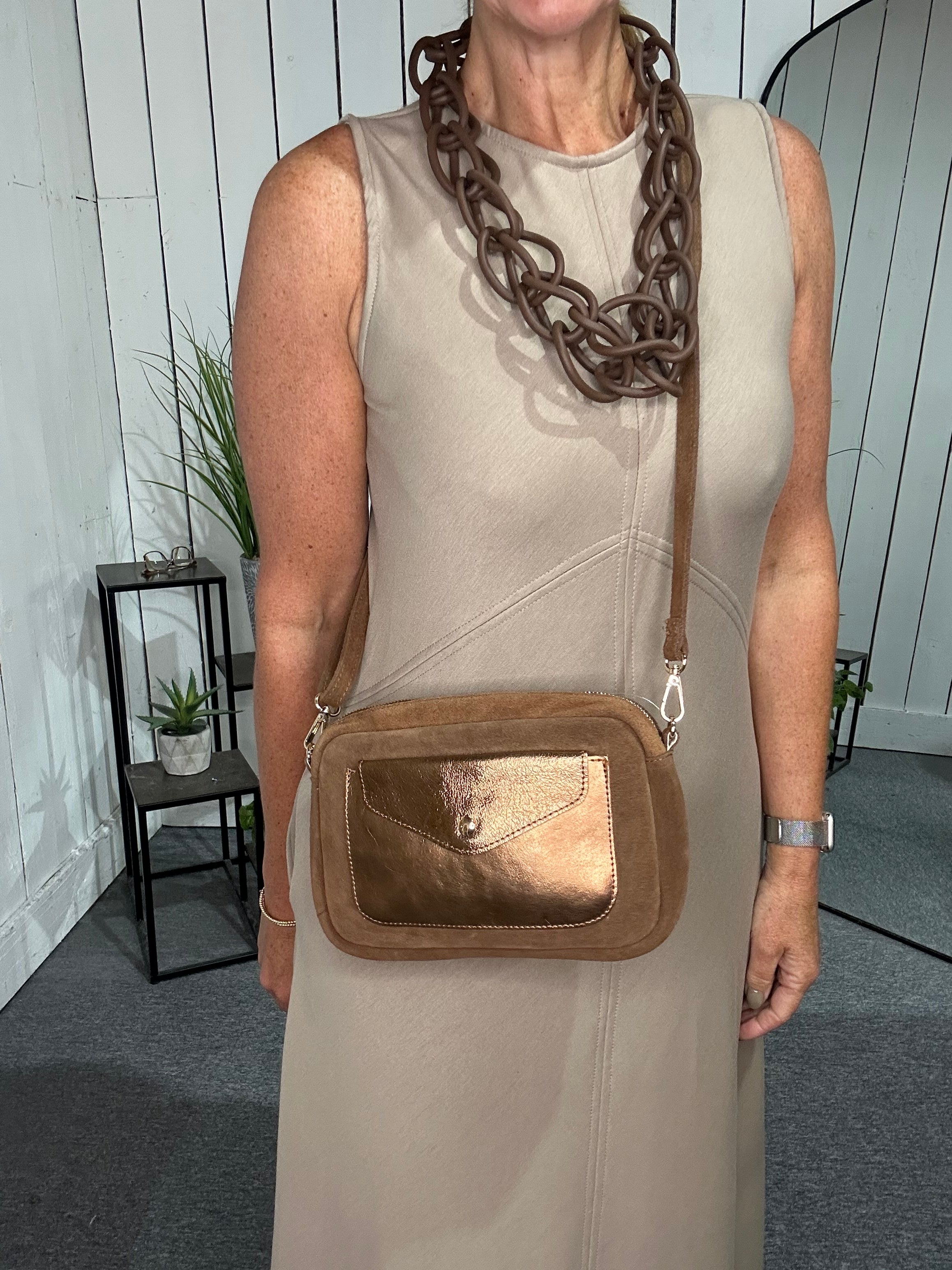 Suede Cross Body Bag