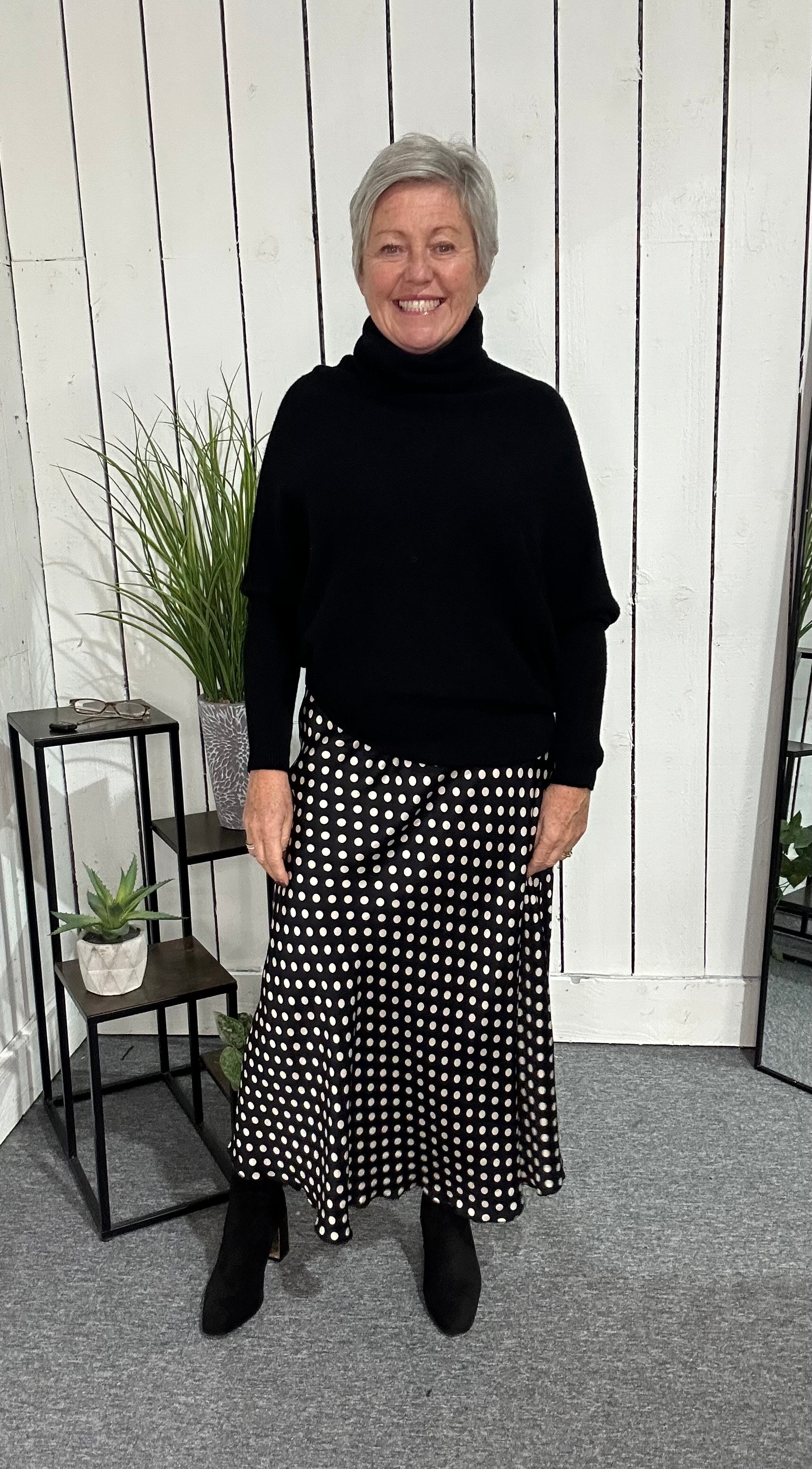 Erika Asymmetric High Neck Jumper