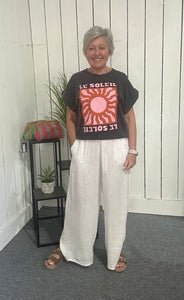 Wide Leg Linen Trousers