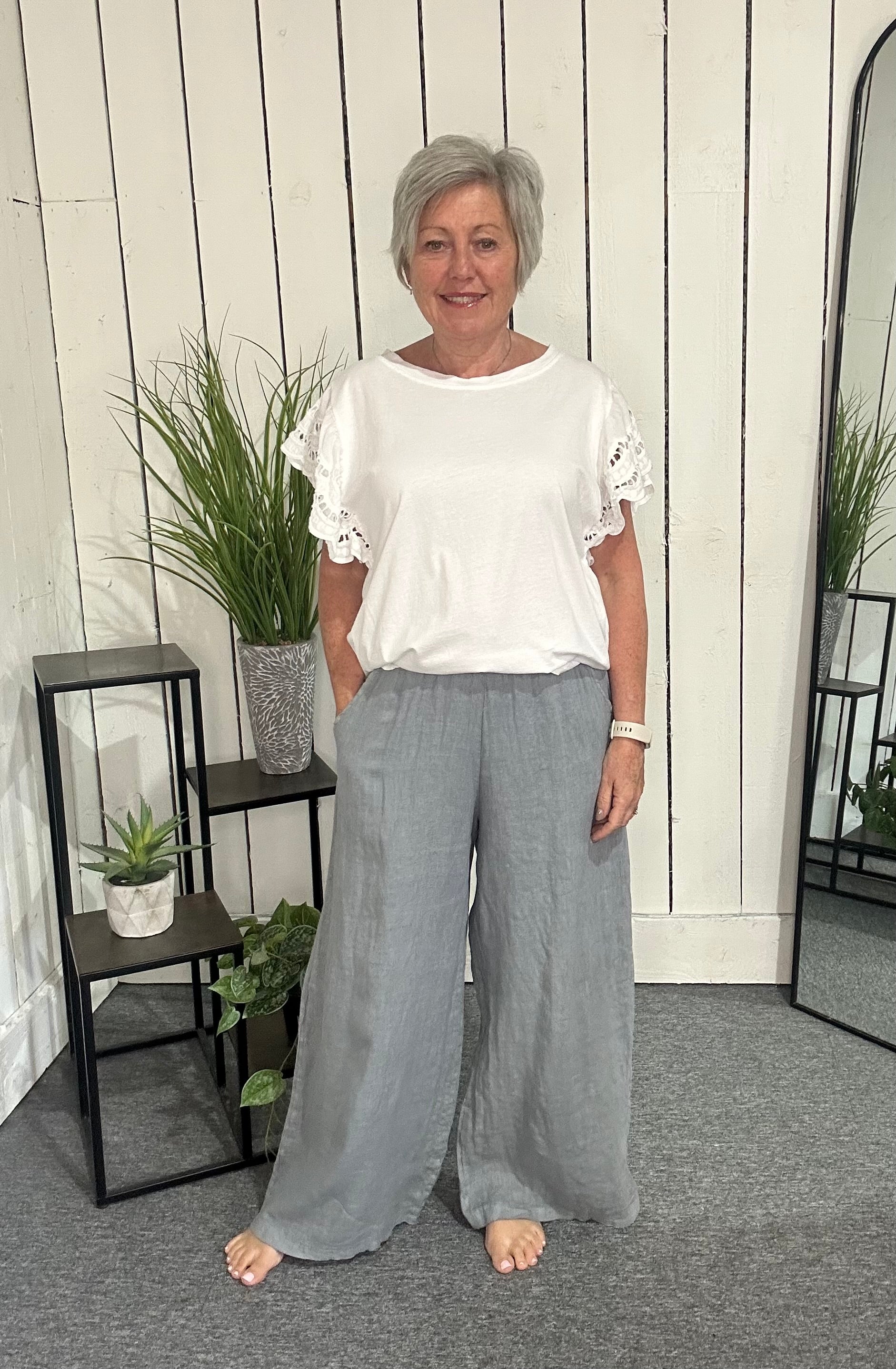 Wide Leg Linen Trousers