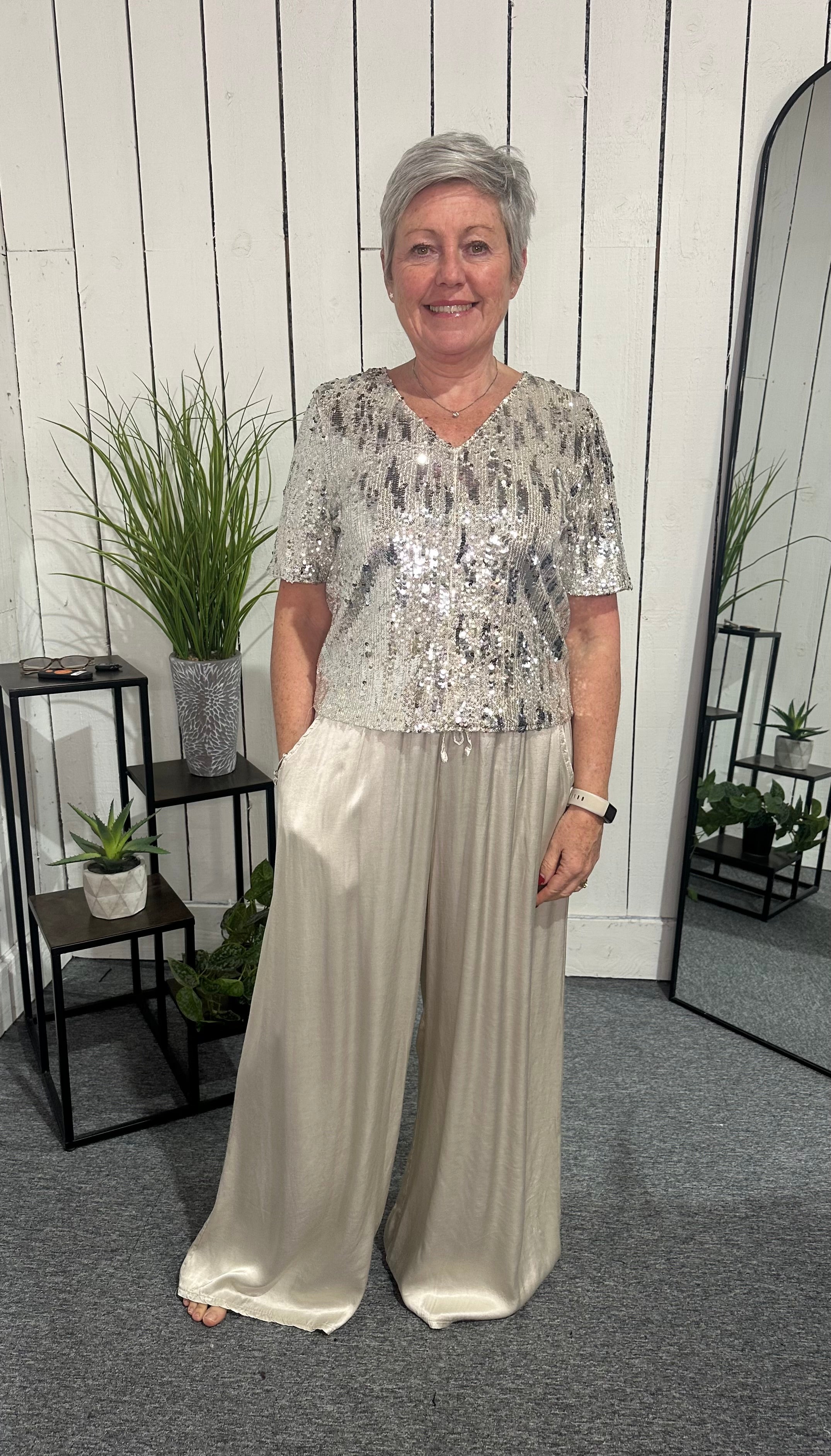 Wide Leg Satin Trousers