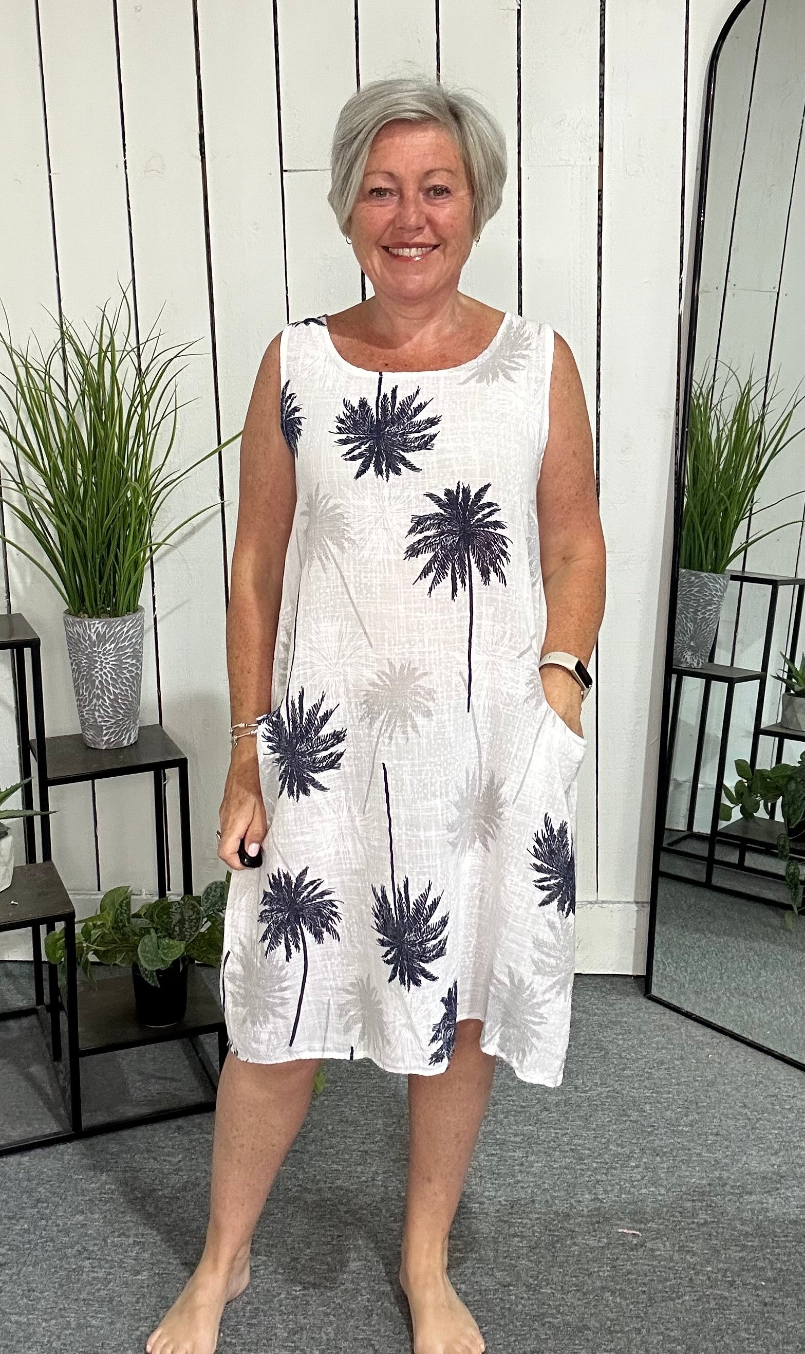 Sat Saver Palm Print Dress