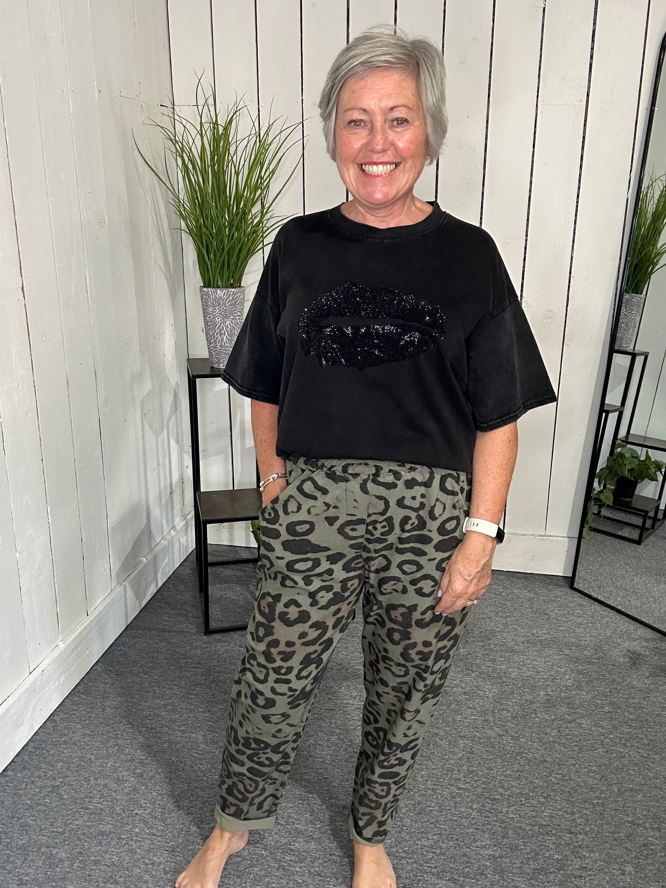 Stretch Leopard Trousers