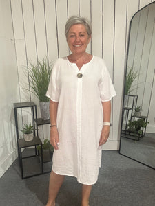 Sat Saver 5/7 Crinkle Button Dress