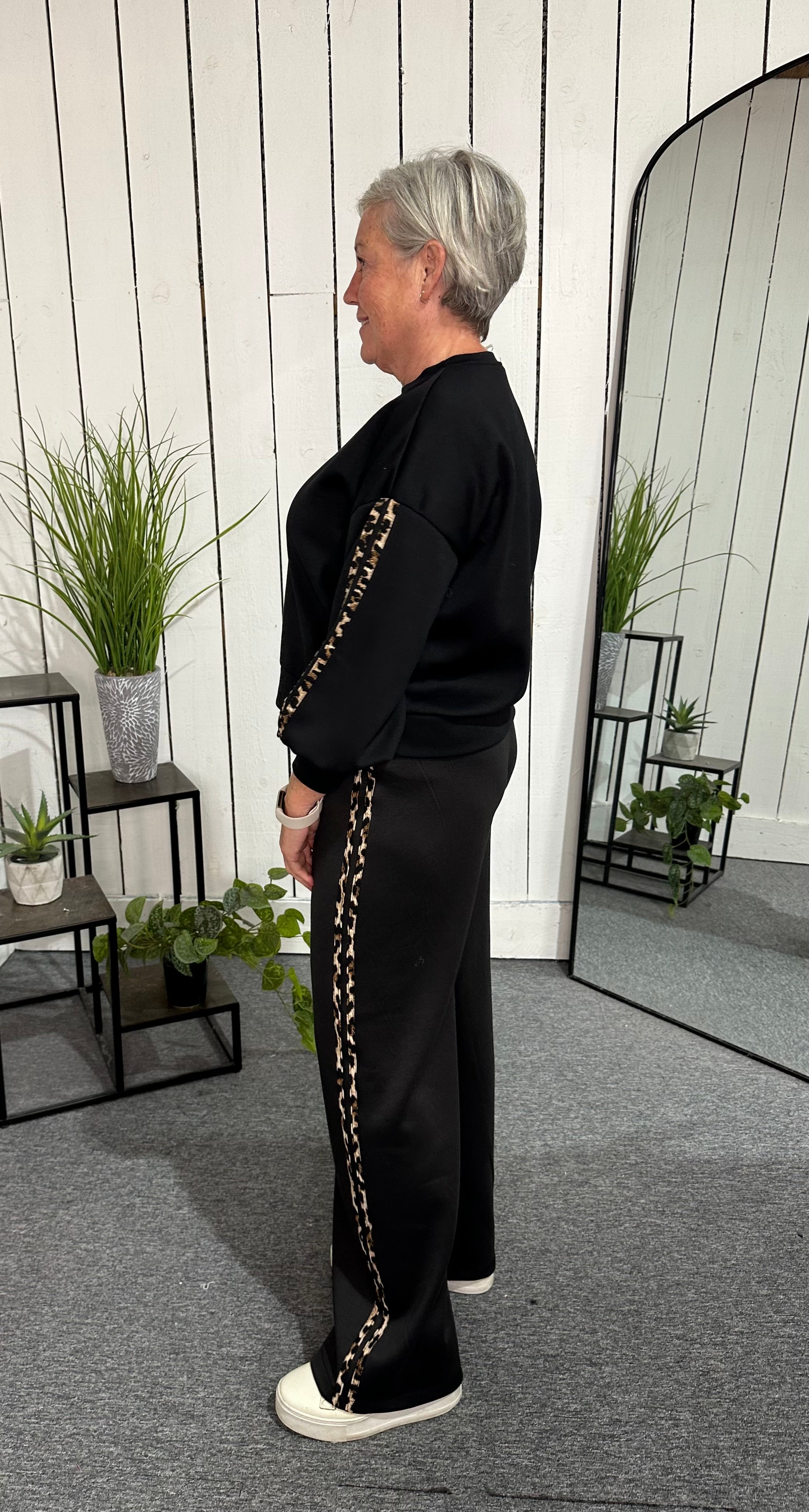 Leopard Trim Lounge Suit