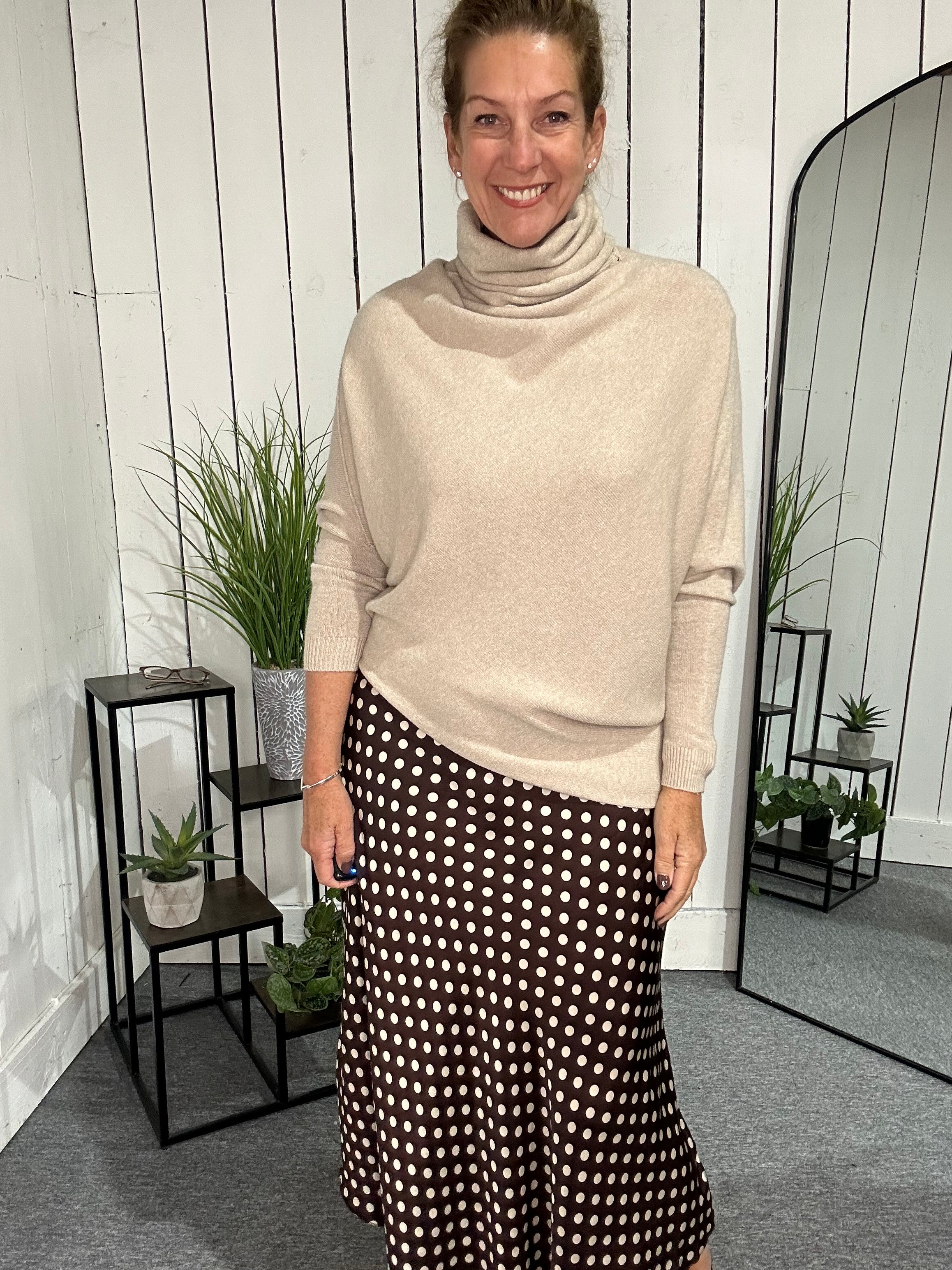 Erika Asymmetric High Neck Jumper