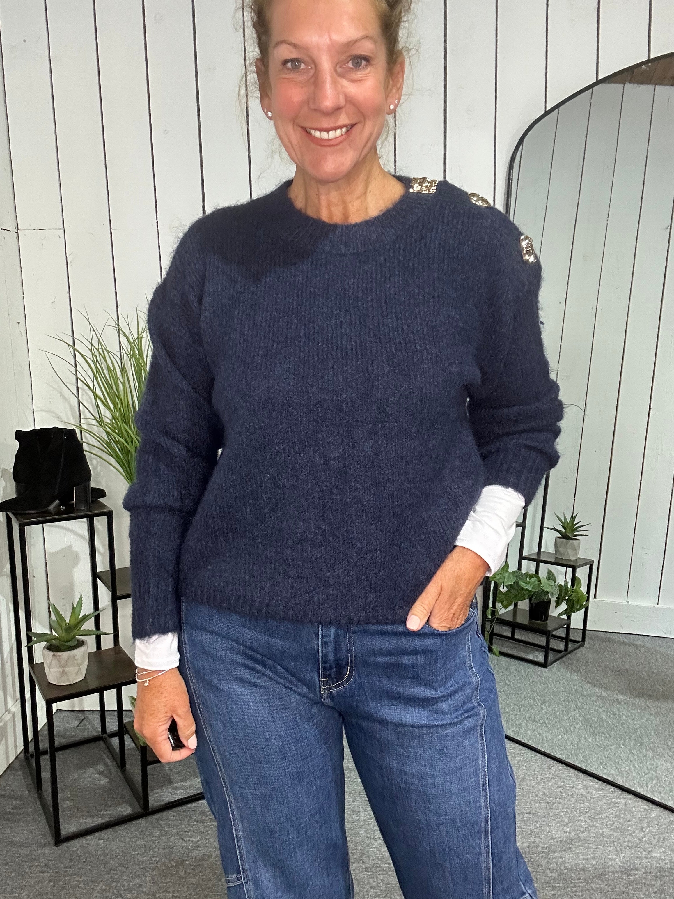 Button Shoulder Jumper
