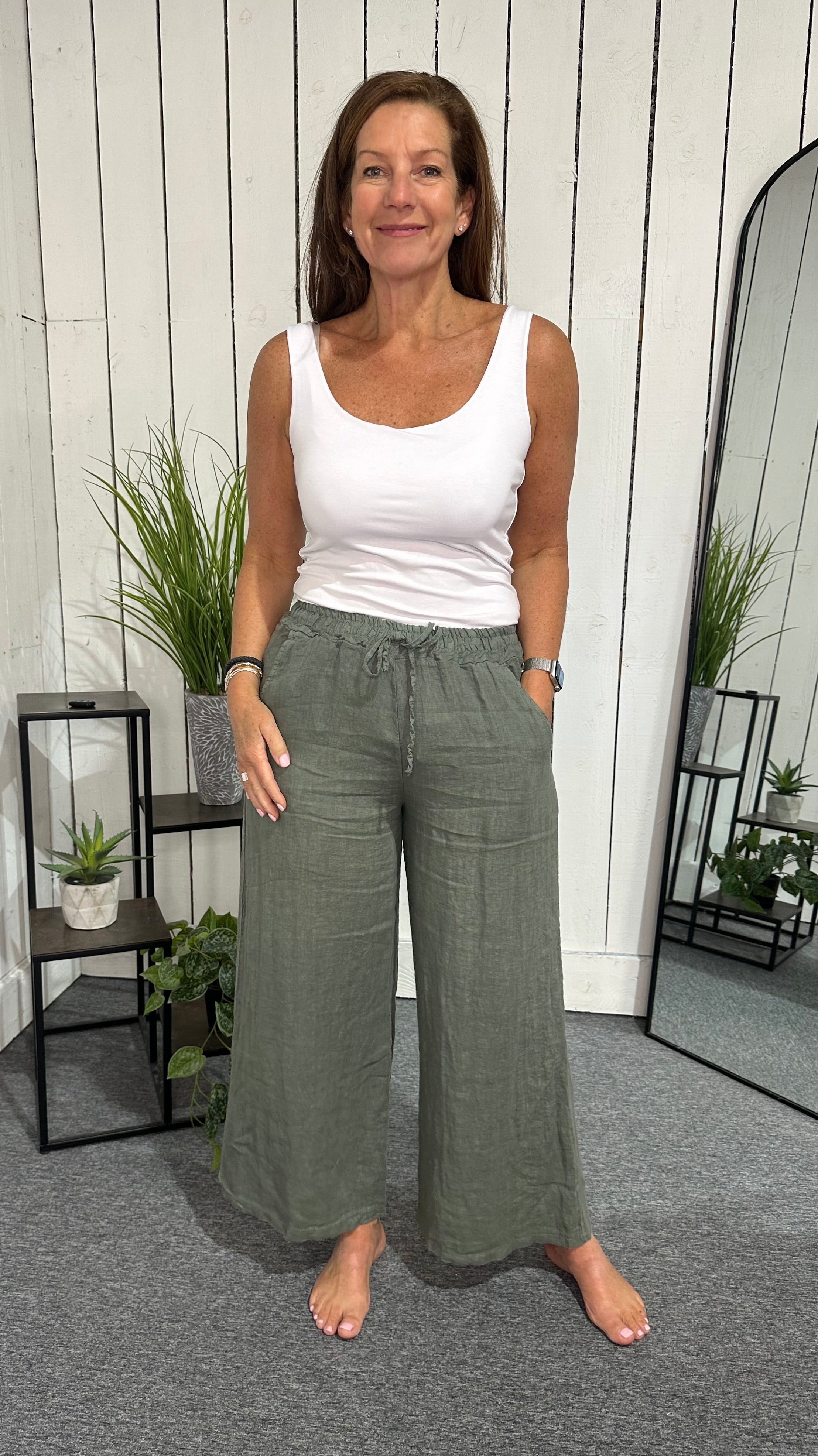 Wide Leg Linen Trousers