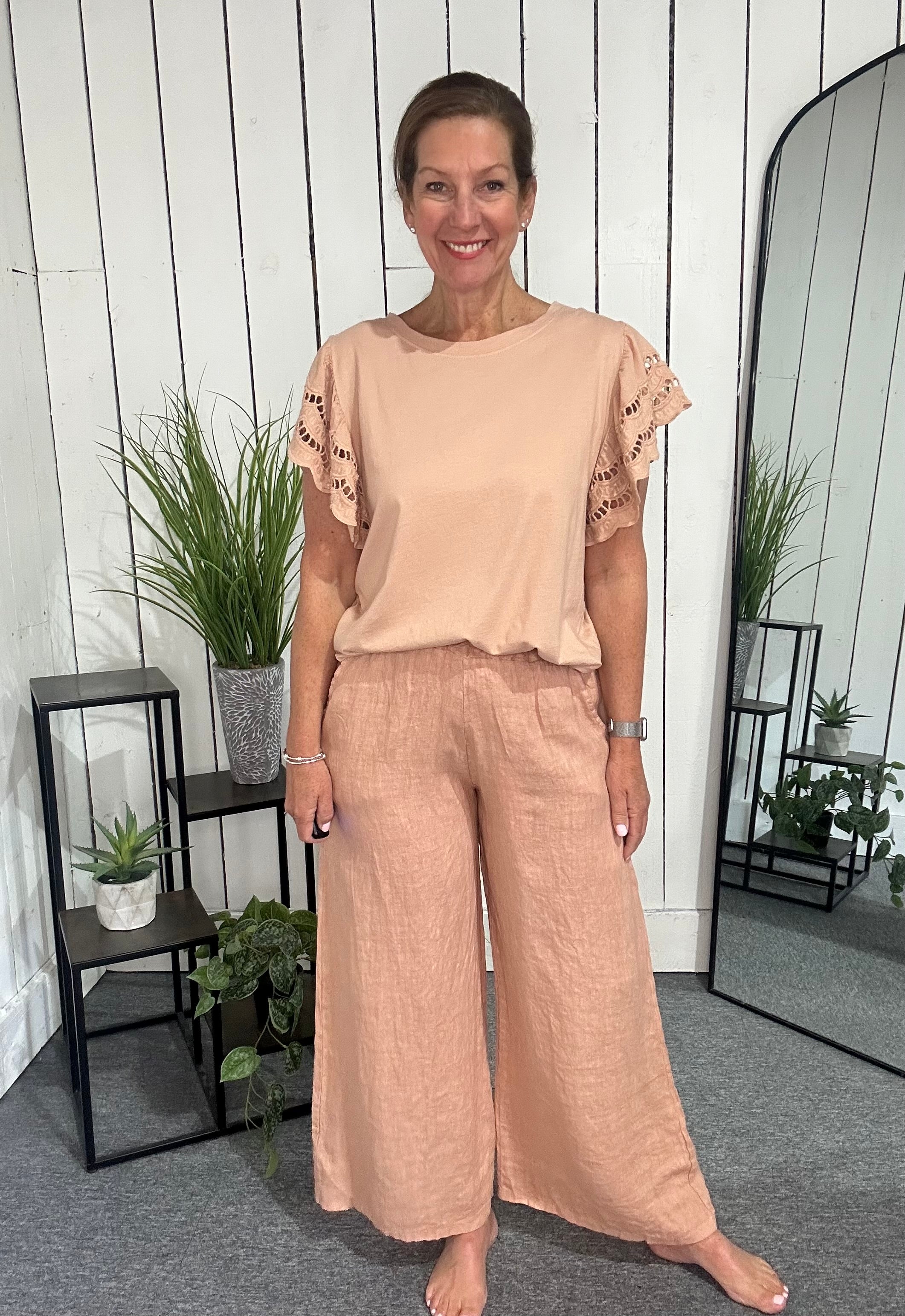 Wide Leg Linen Trousers