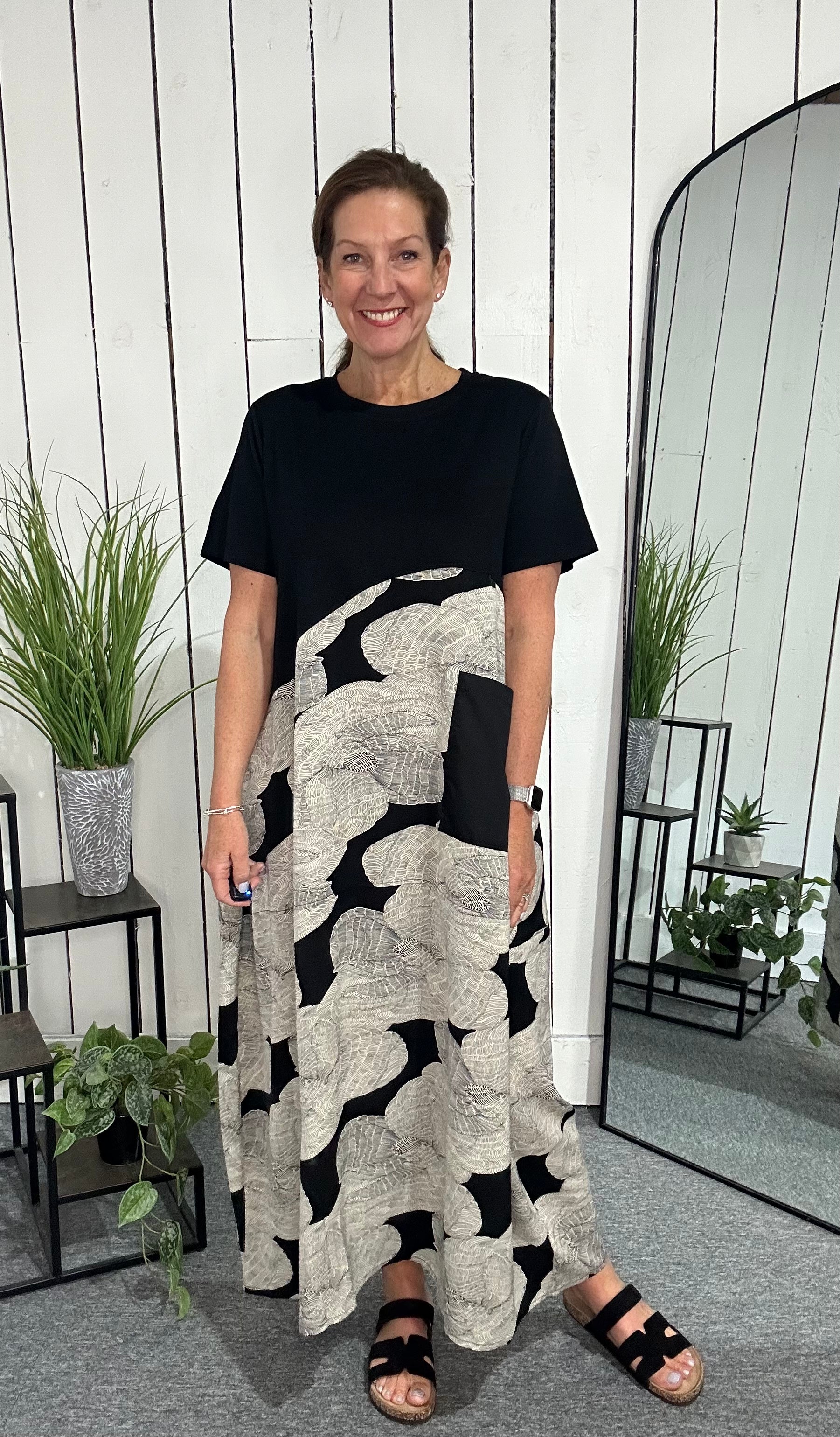 Mono Floral Maxi Dress