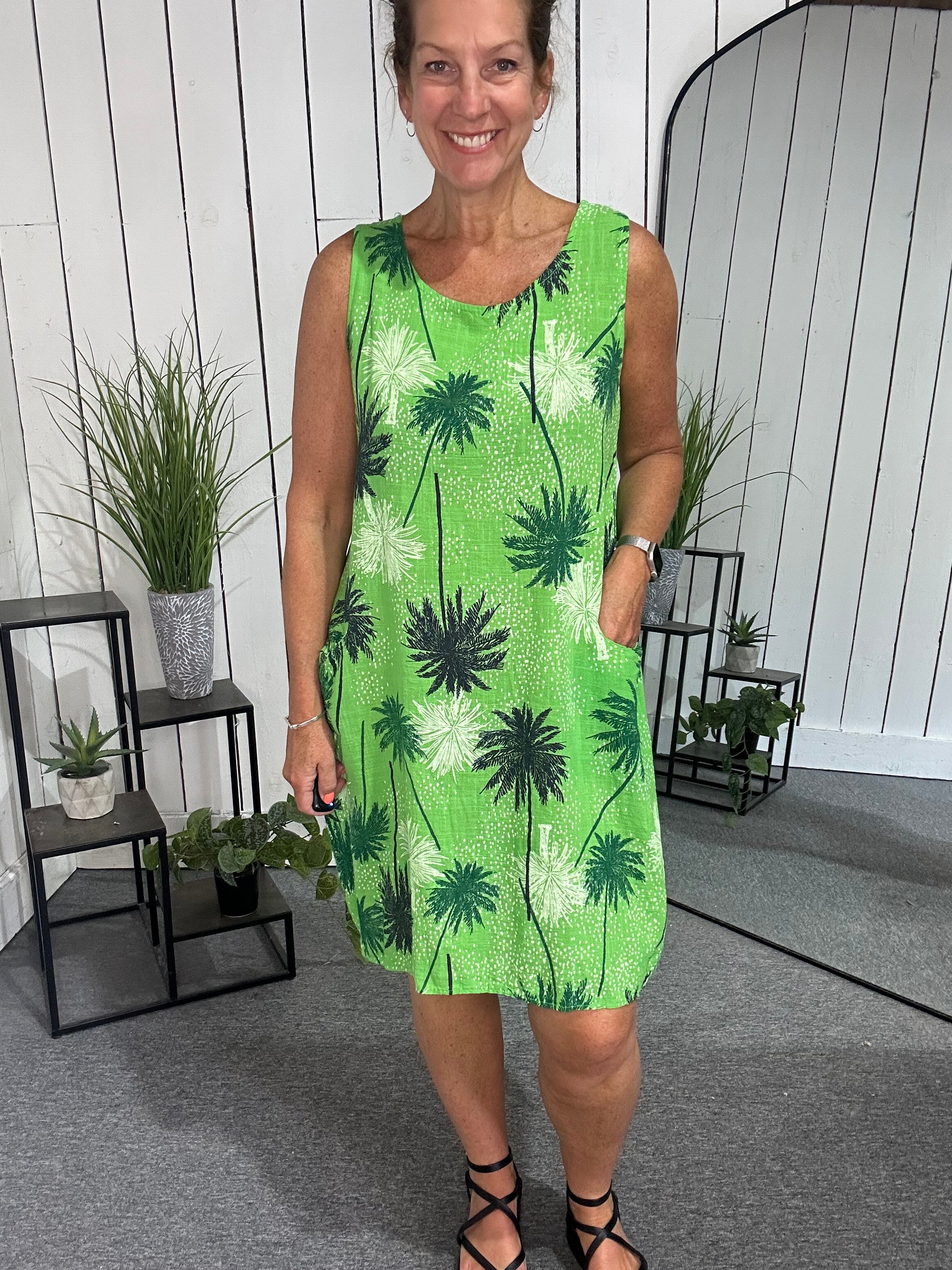 Sat Saver Palm Print Dress